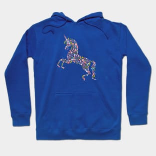 Floral Unicorn on Blue Hoodie